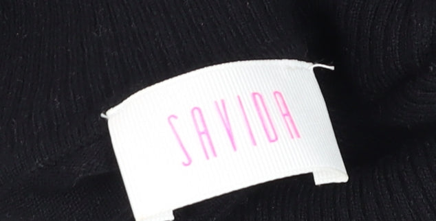 Savida Women Black Roll Neck Knit Long Sleeve Top Size 14