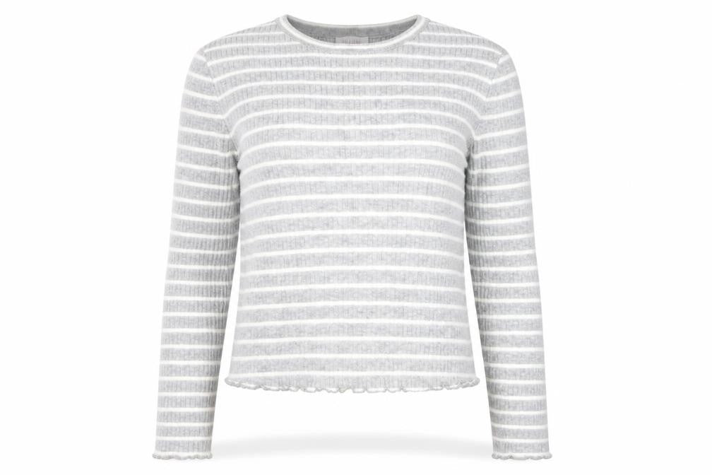 Savida Women Grey Striped Long Sleeve Knit Top Size 14