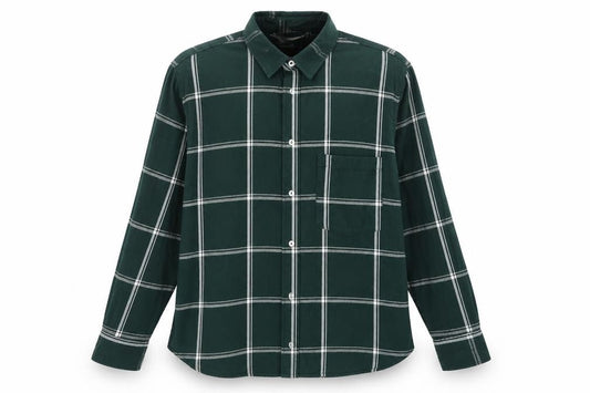 H&M Men's Green Checked Long Sleeve Button-Up Casual Shirt Size M