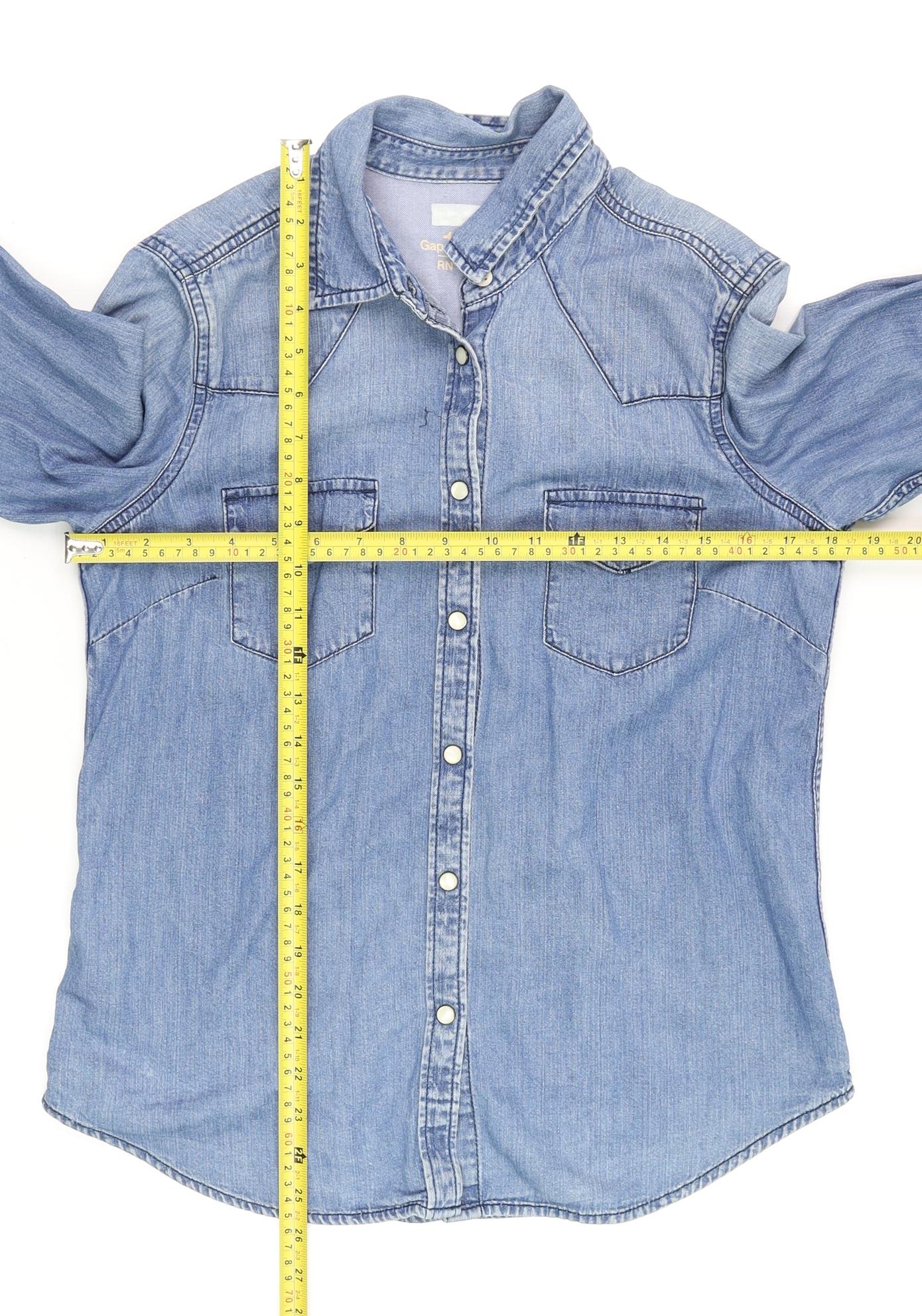 GAP 1969 Men's Blue Denim Long Sleeve Western Button-Up Shirt Size S