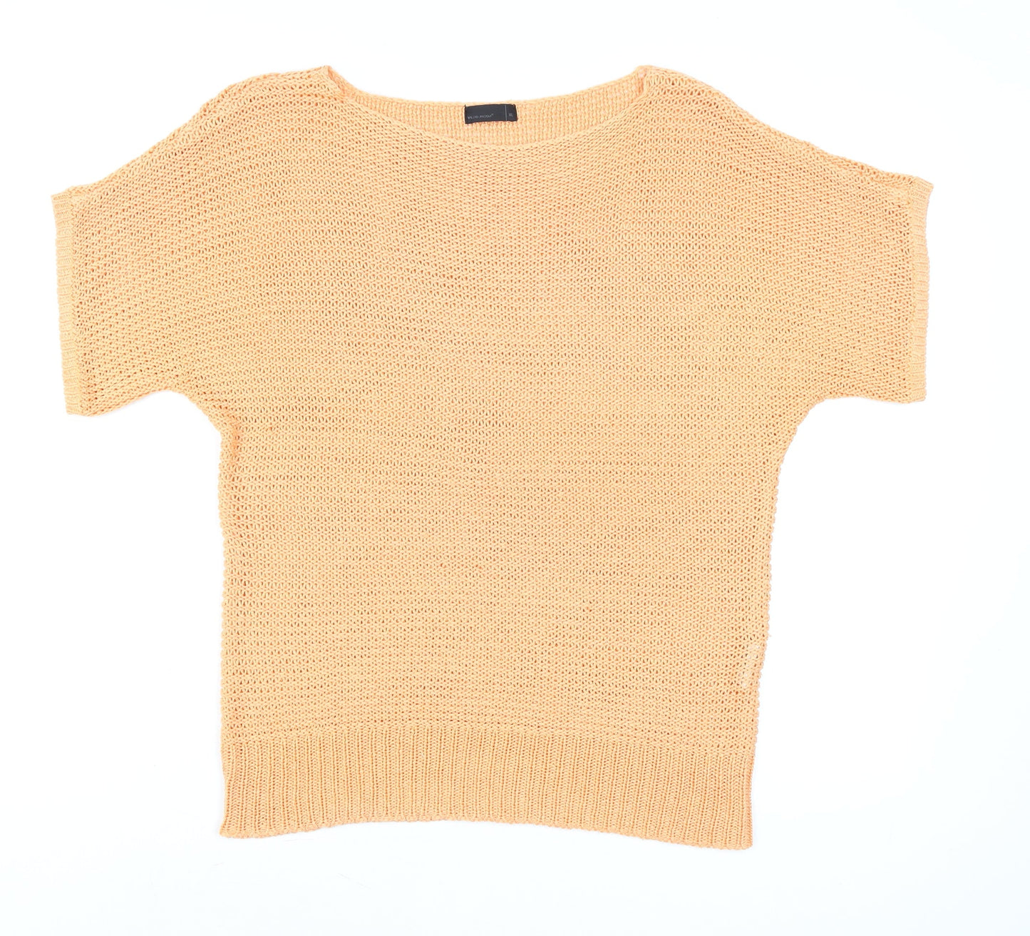 Vero Moda Women Beige XL Knit Short Sleeve Boat Neck Top
