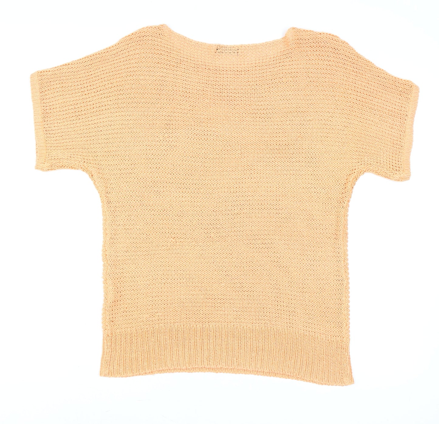 Vero Moda Women Beige XL Knit Short Sleeve Boat Neck Top