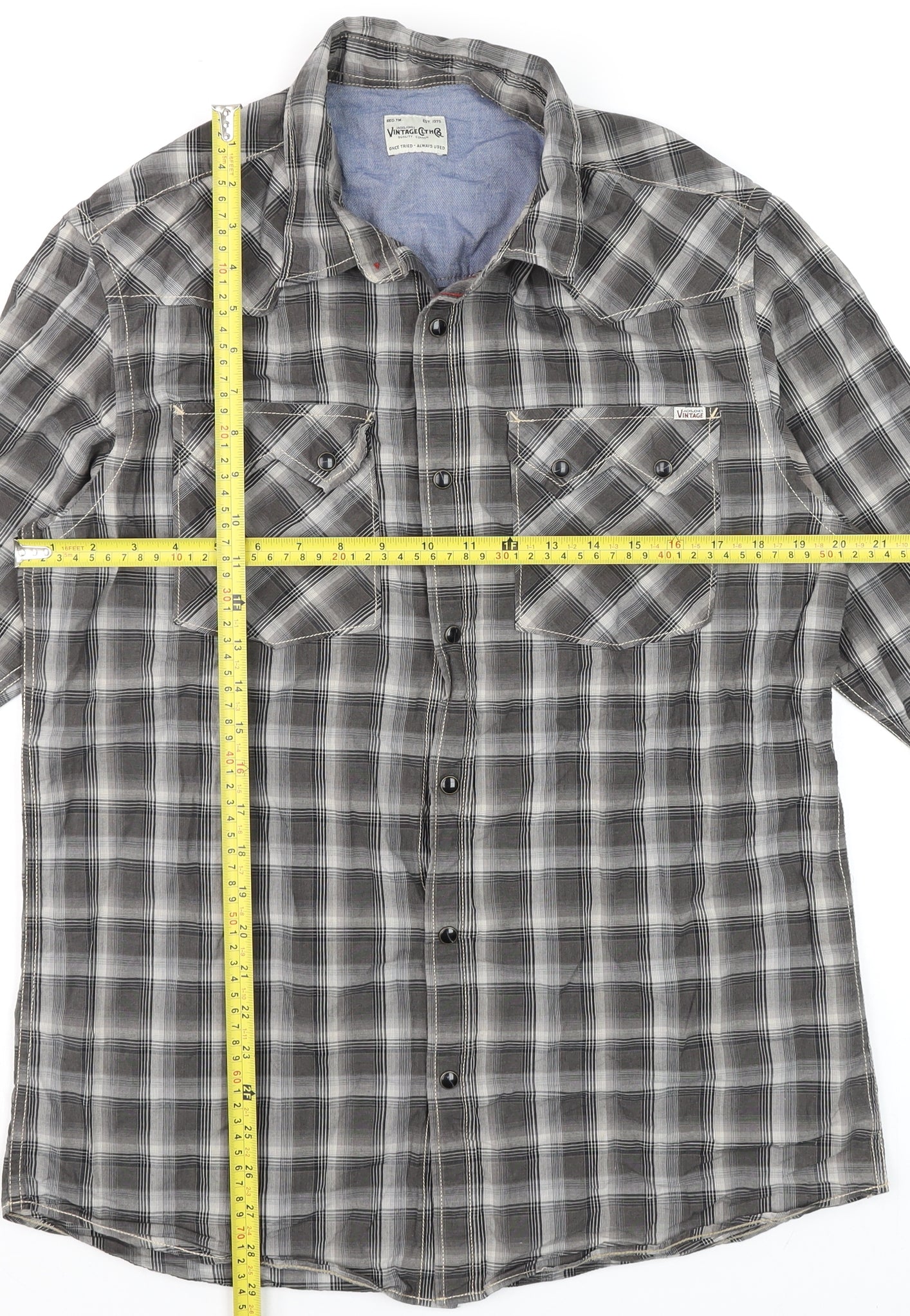 Jack & Jones Vintage Mens Black Check Cotton Long Sleeve Shirt XL
