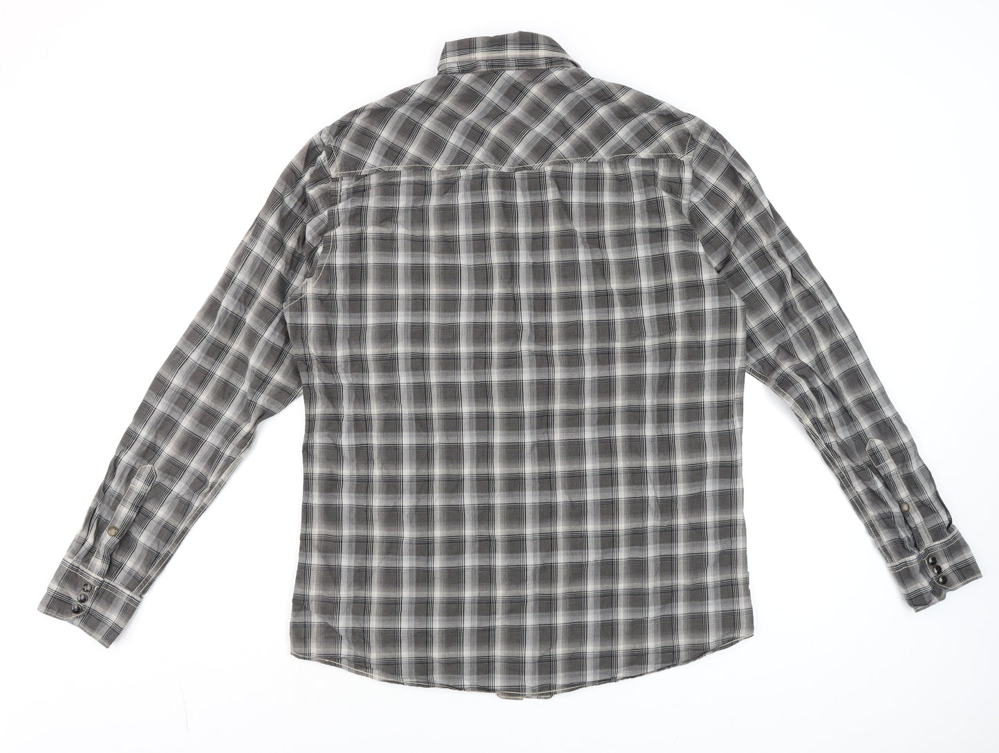 Jack & Jones Vintage Mens Black Check Cotton Long Sleeve Shirt XL