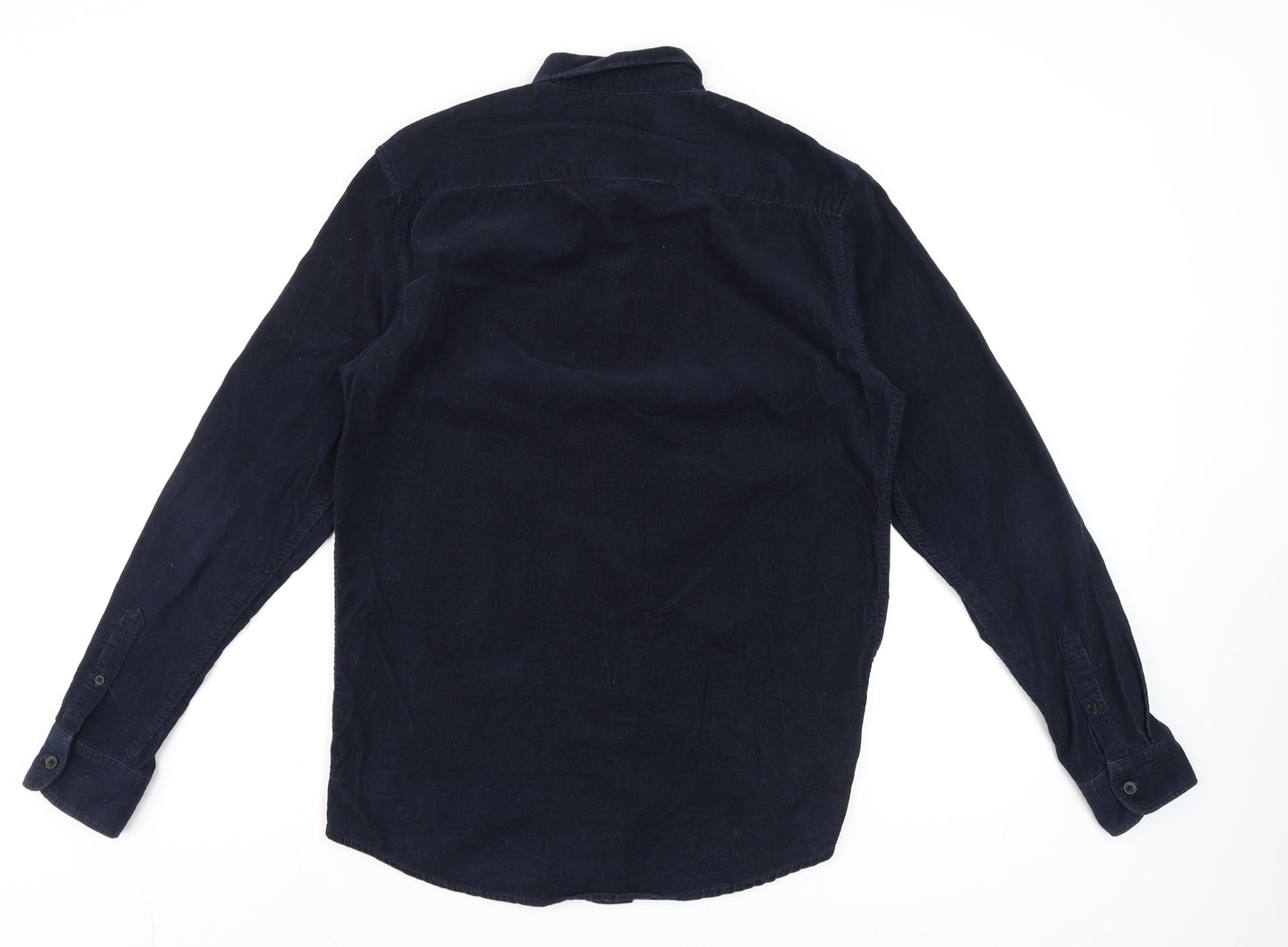 New Look Men Blue Corduroy Button-Down Shirt XS Long Sleeve Casual