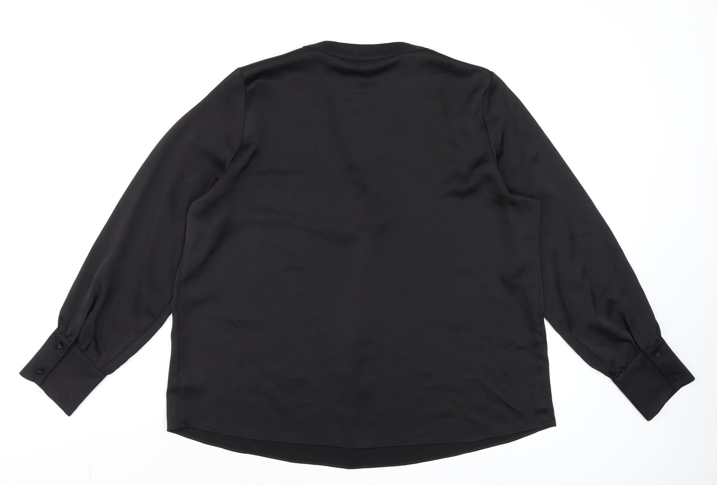 Dunnes Women Black V-Neck Long Sleeve Basic Blouse L