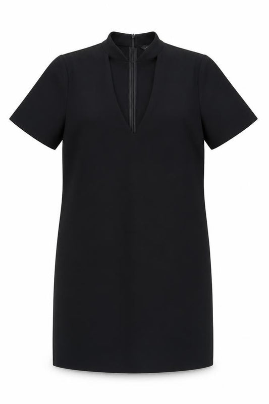 Zara Women Black Short Sleeve V-Neck Shift Dress Size 12