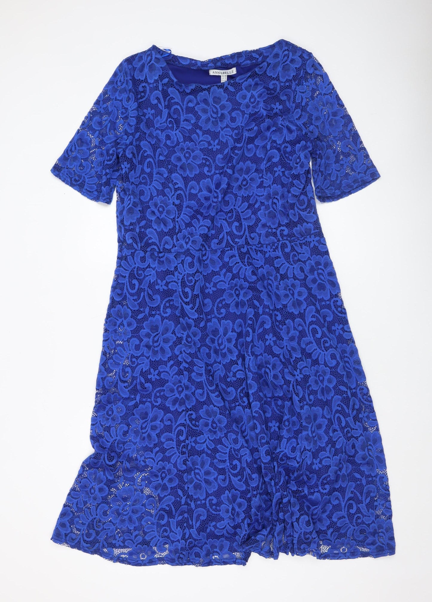 Annabelle Women's Blue Lace Bodycon Dress UK 18 Knee Length