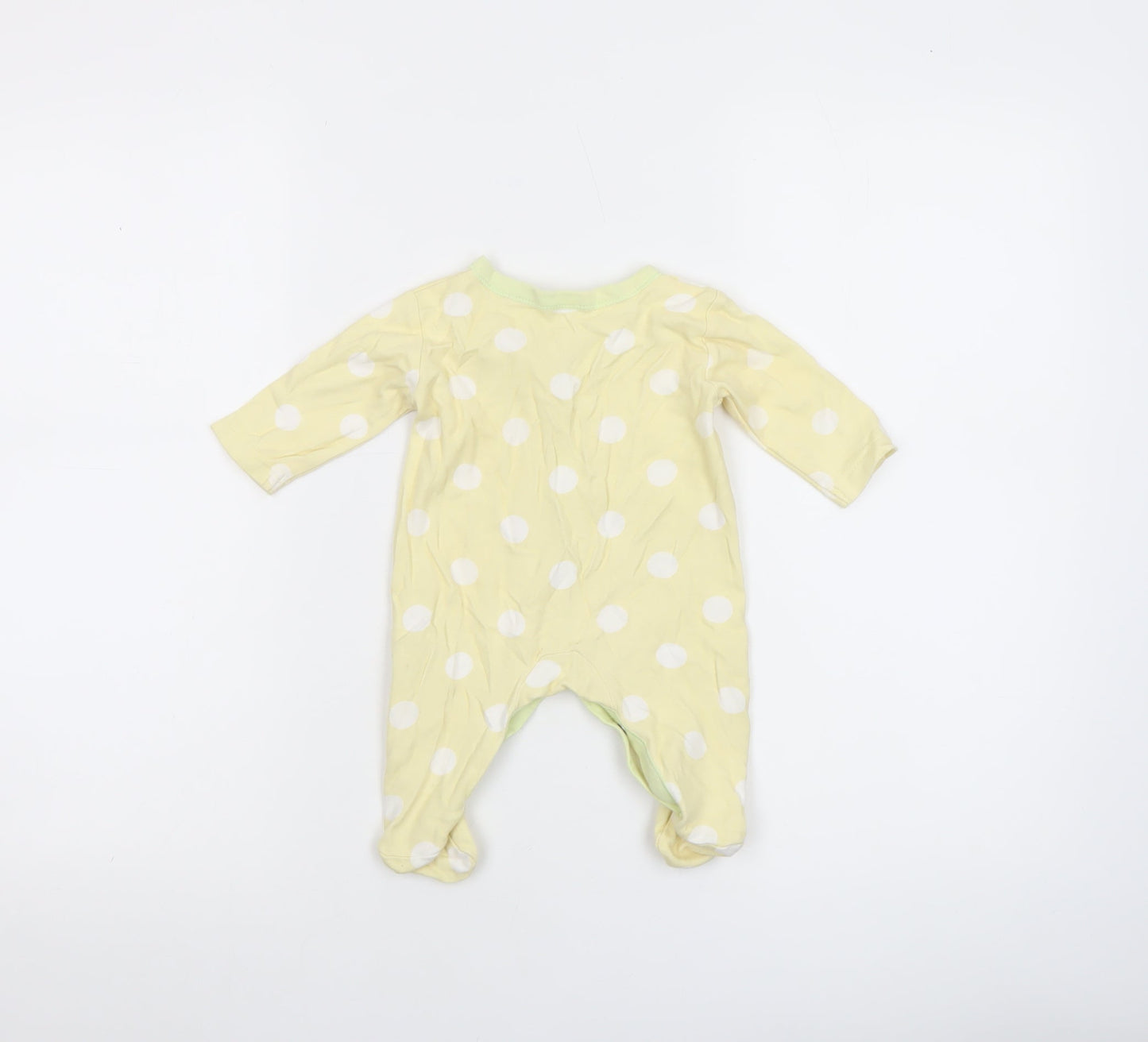 George Unisex Baby Yellow Polka Dot Cotton Babygrow 0-3 Months