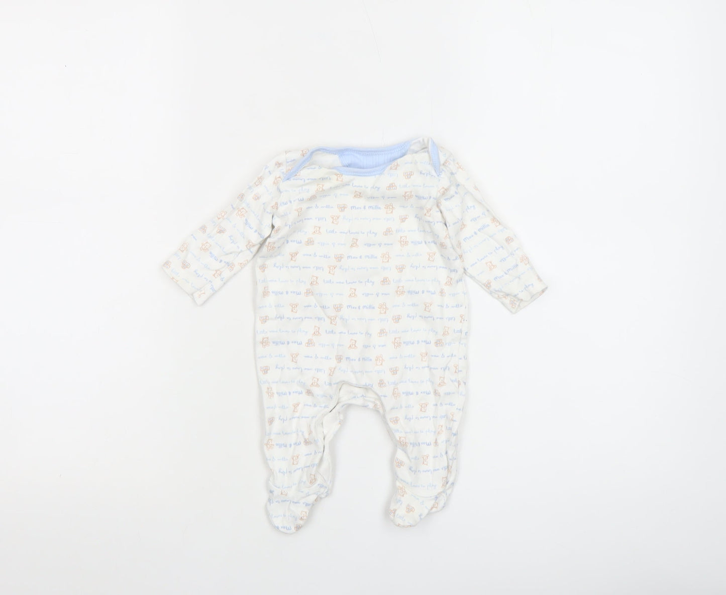 George Unisex Baby Multicoloured 0-3 Months Cotton Animal Print Babygrow
