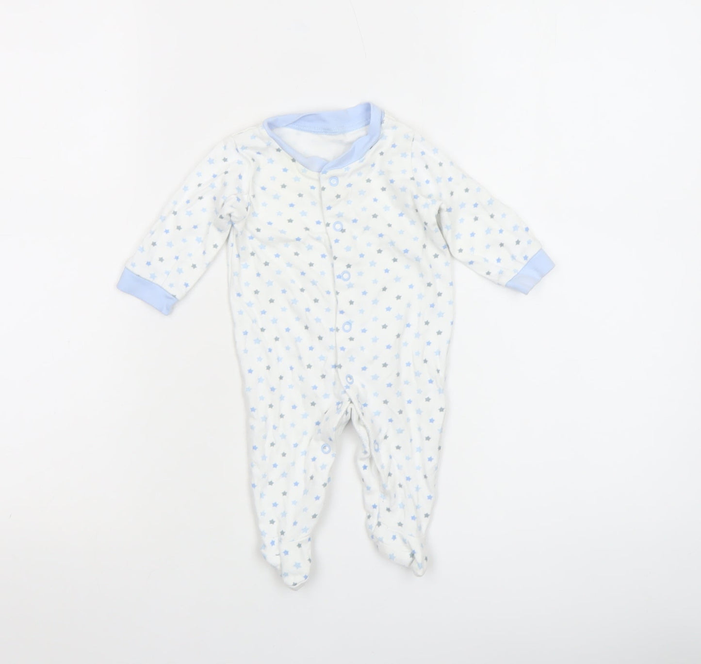 George Unisex Baby White Star Print Babygrow 0-3 Months Long Sleeve