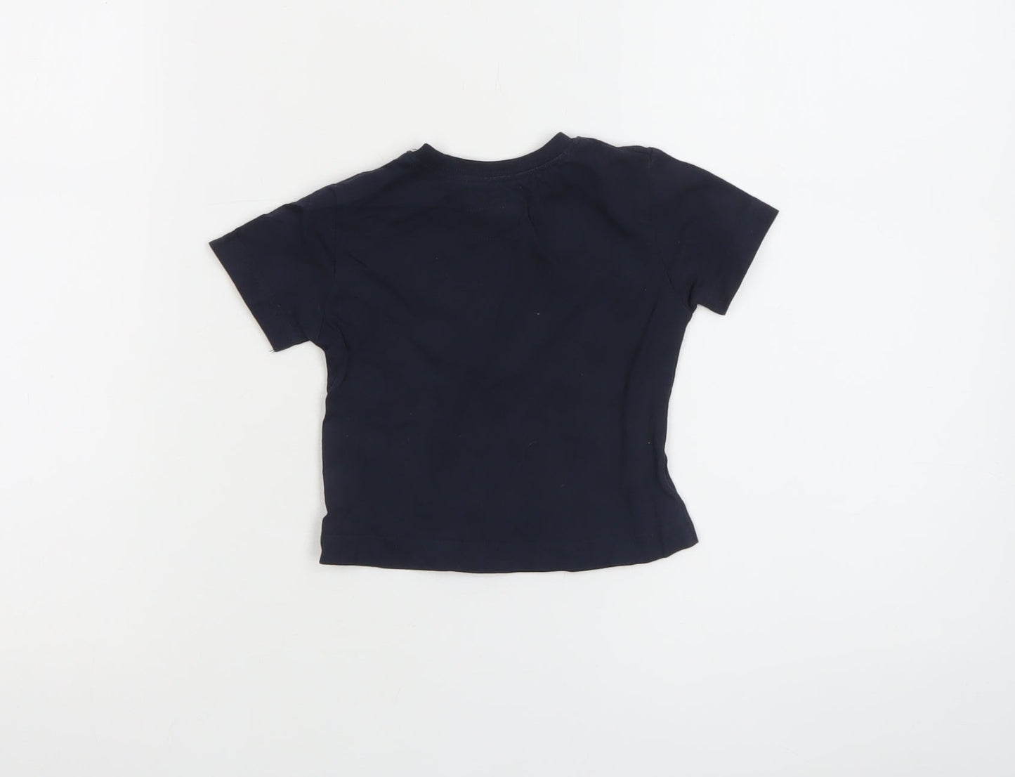 Little Lads Boys Black Space Cat Graphic Short Sleeve Cotton T-Shirt 18-24M