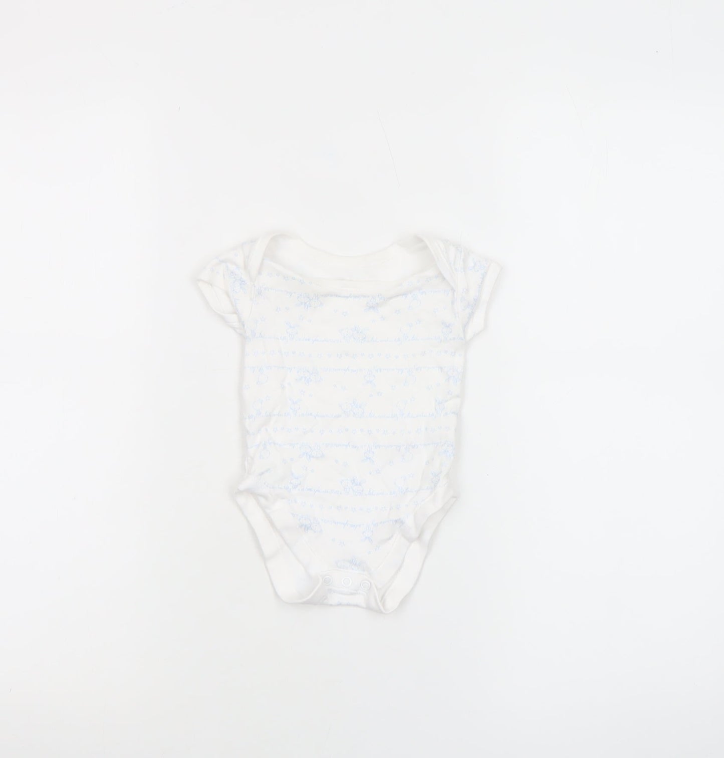 George Unisex Baby White Animal Print 0-3 Months Cotton Babygrow