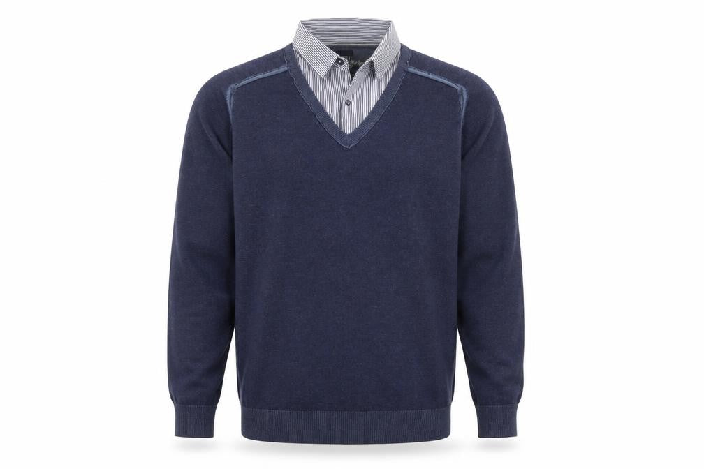 Next Men’s Blue Cotton V-Neck Pullover Jumper Size L Regular Fit
