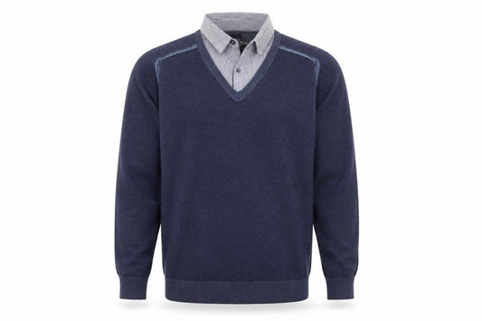 Next Men’s Blue Cotton V-Neck Pullover Jumper Size L Regular Fit