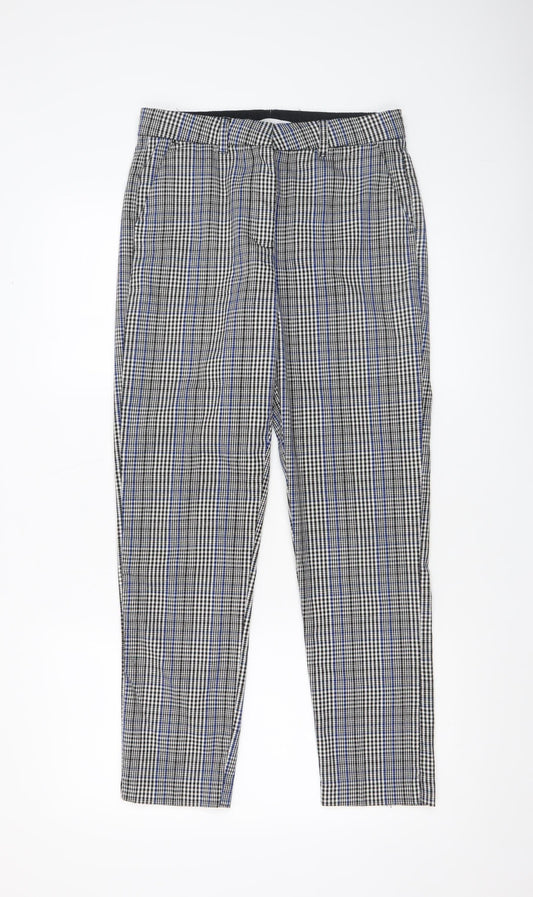Lefties Women's Multicoloured Check Slim Tapered Trousers Size 6