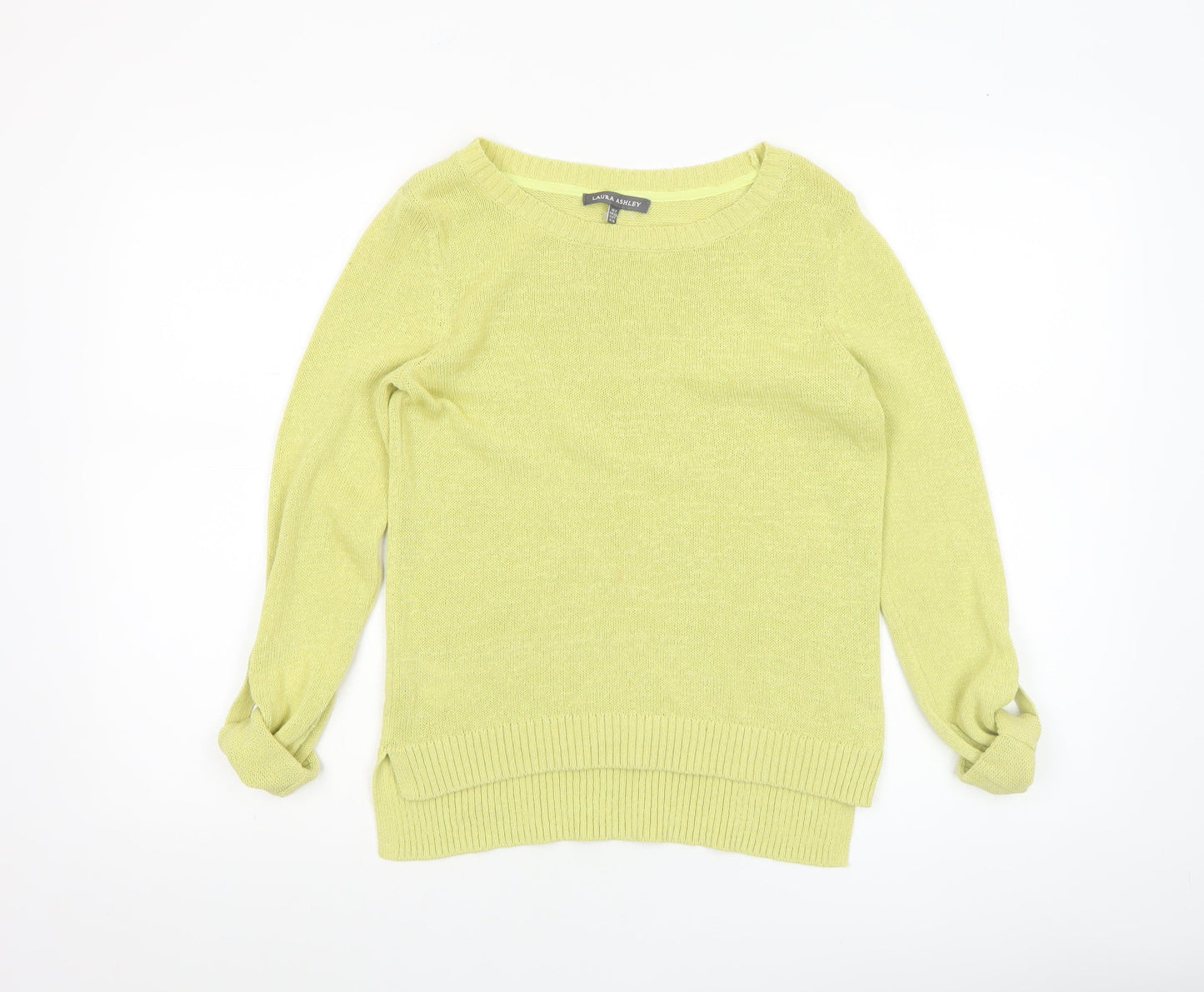 Laura Ashley Women's Green Crew Neck Cotton Knit Jumper Size 8