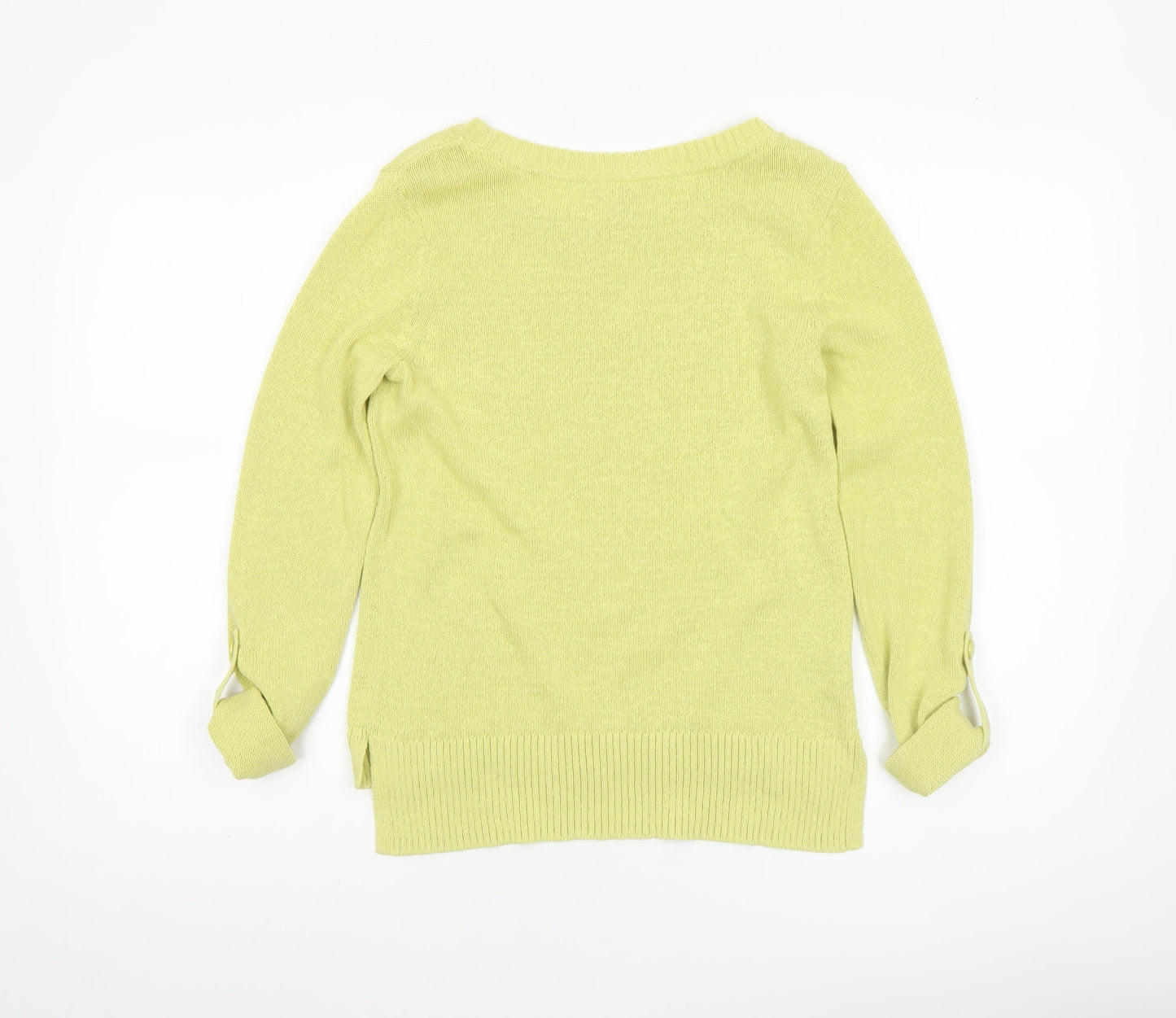 Laura Ashley Women's Green Crew Neck Cotton Knit Jumper Size 8