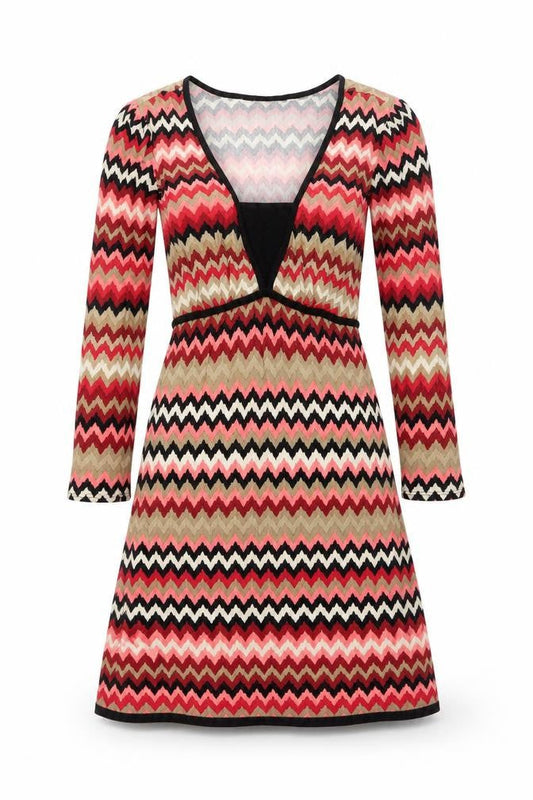 Wallis Women’s Multicoloured Chevron A-Line Knit Dress Size 10