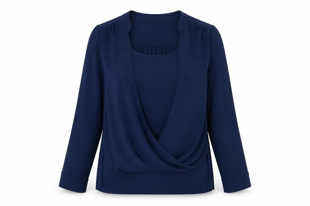 Wallis Women Blue Long Sleeve Wrap Blouse Size M