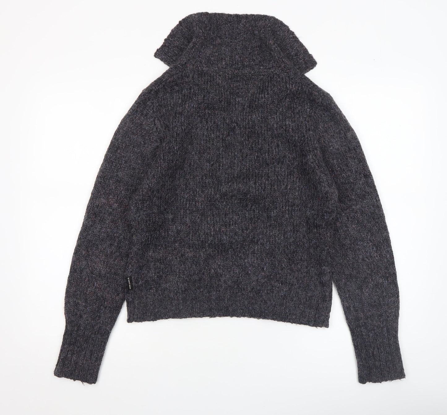 Greenhouse Womens Grey Mohair Blend V-Neck Chunky Knit Jumper M
