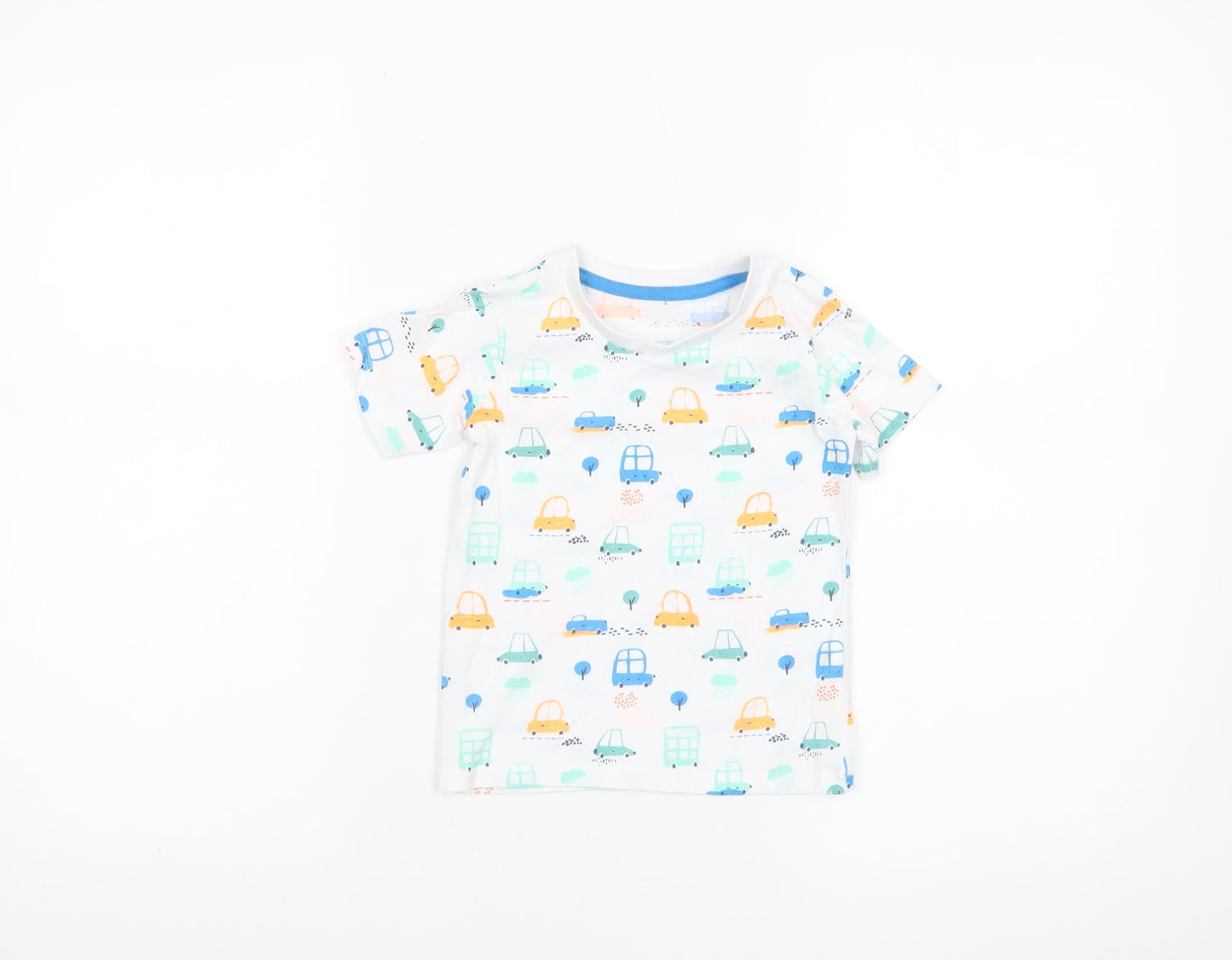Dunnes Stores Unisex Baby White Car Print Cotton T-Shirt 12-18 Months