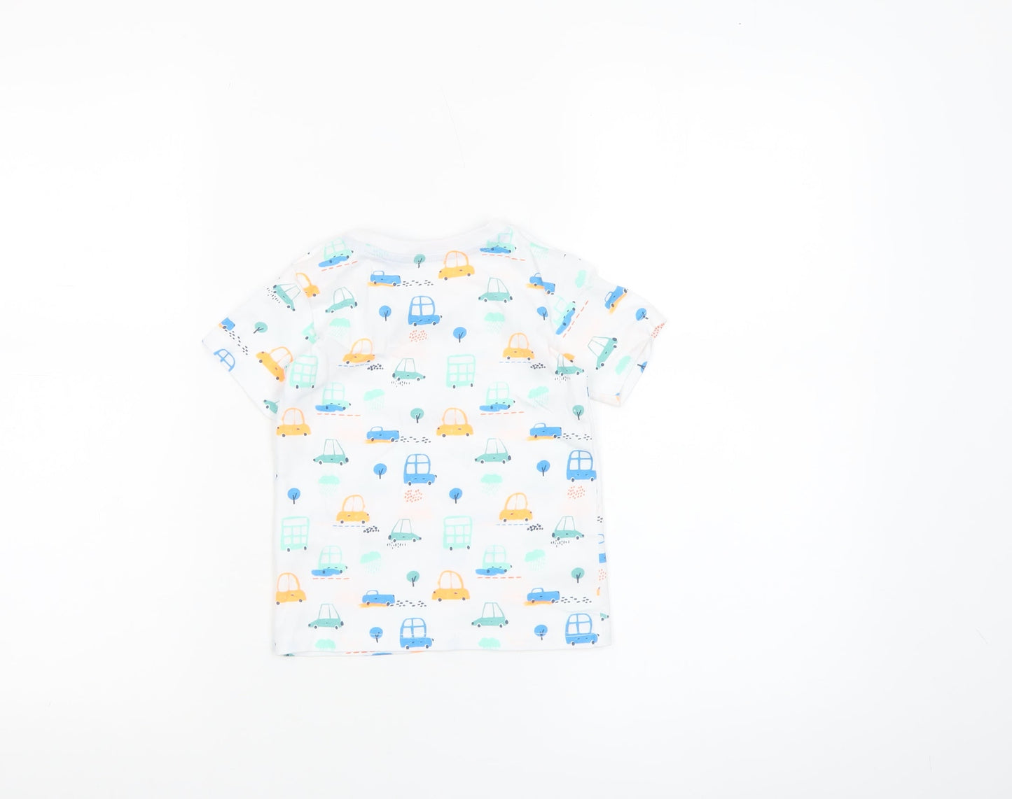 Dunnes Stores Unisex Baby White Car Print Cotton T-Shirt 12-18 Months