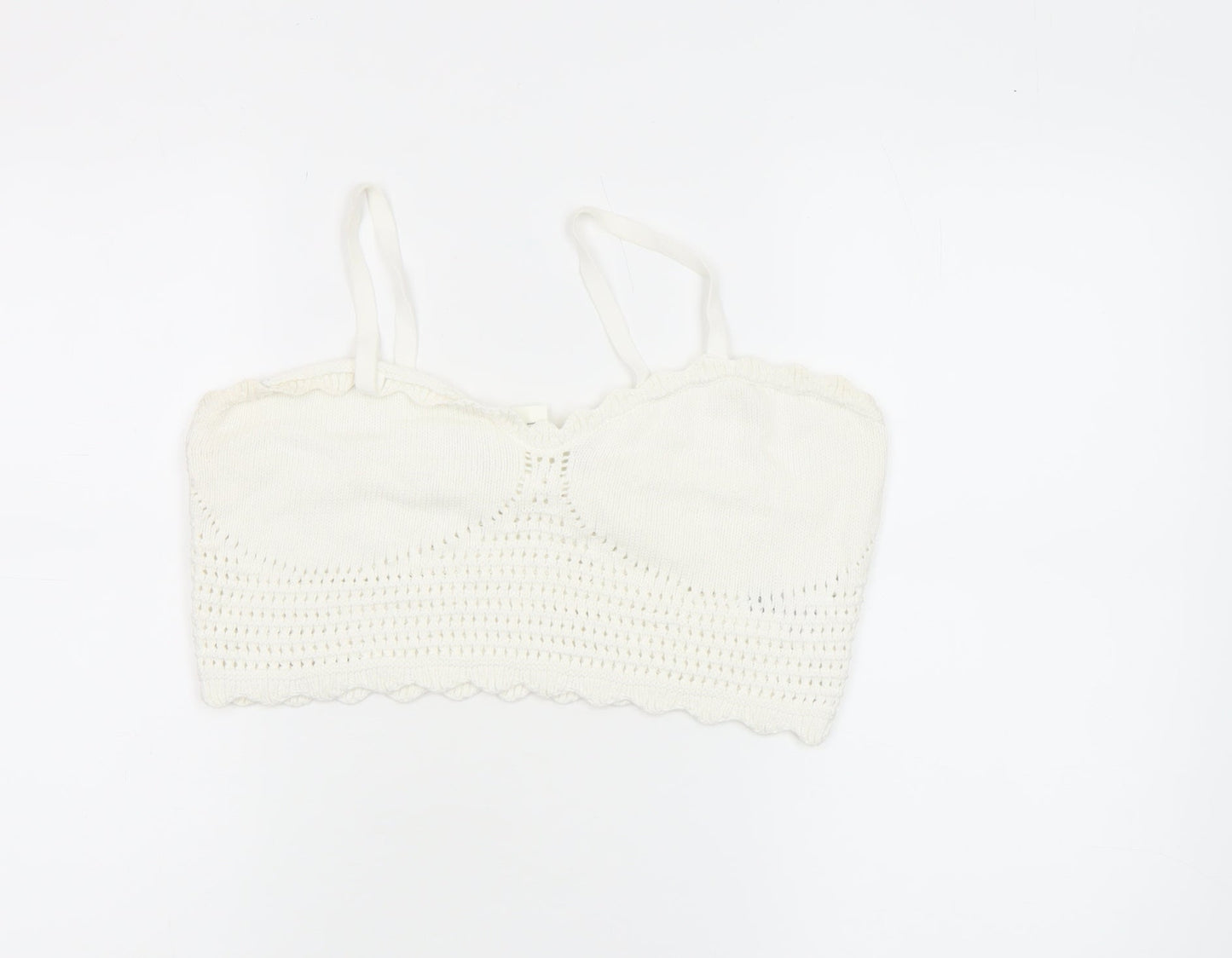 Monki Womens Ivory Crochet Cotton Camisole Tank Top L