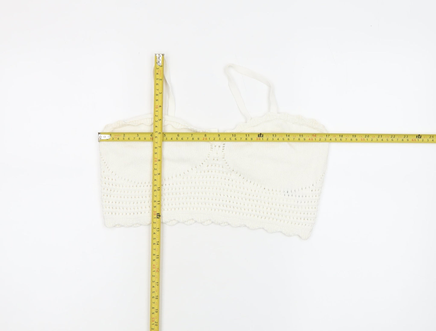 Monki Womens Ivory Crochet Cotton Camisole Tank Top L