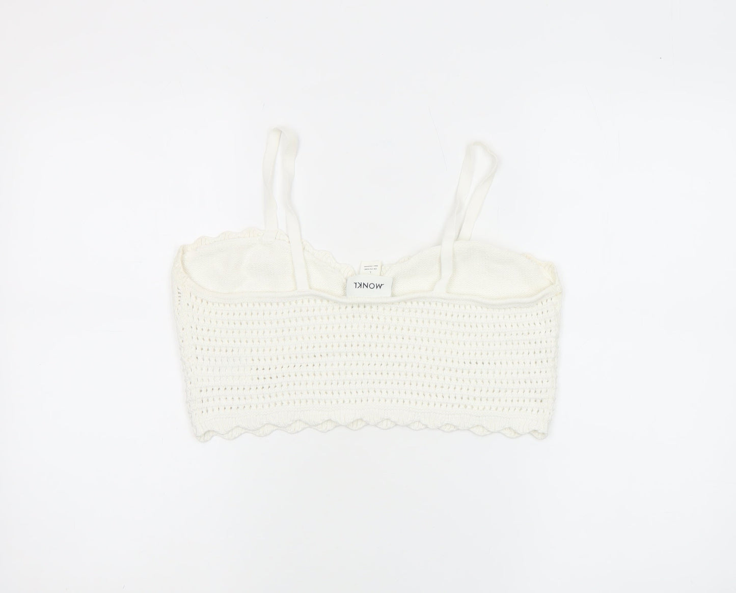 Monki Womens Ivory Crochet Cotton Camisole Tank Top L