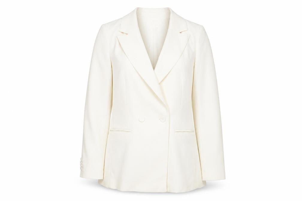 H&M Women Ivory Double-Breasted Regular Fit Blazer Size 10