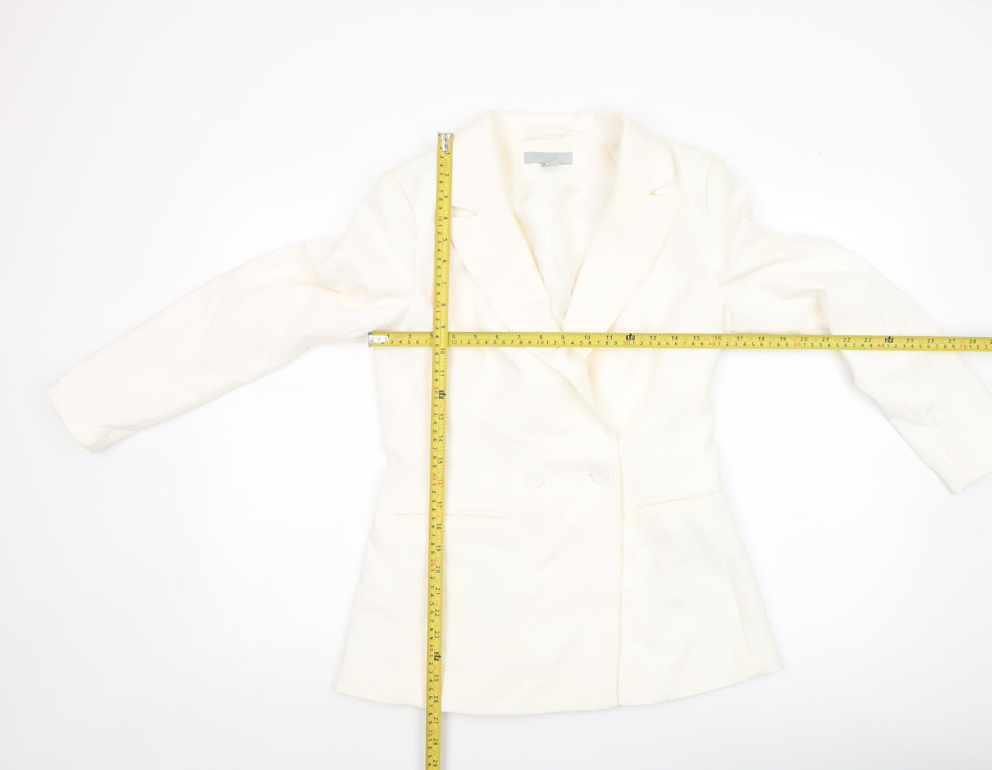 H&M Women Ivory Double-Breasted Regular Fit Blazer Size 10
