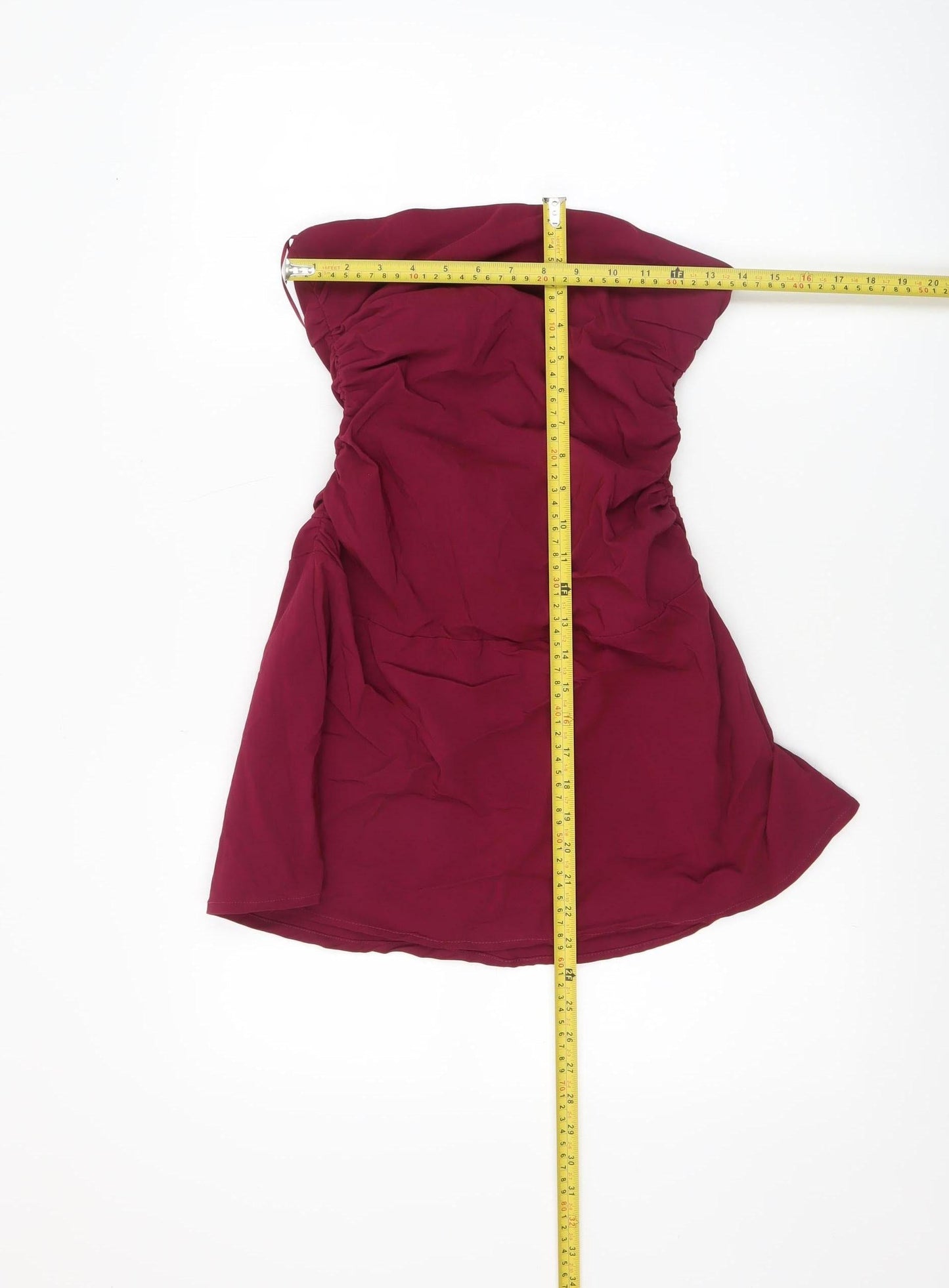 Bershka Women Red Strapless Bodycon Short Dress Size 12