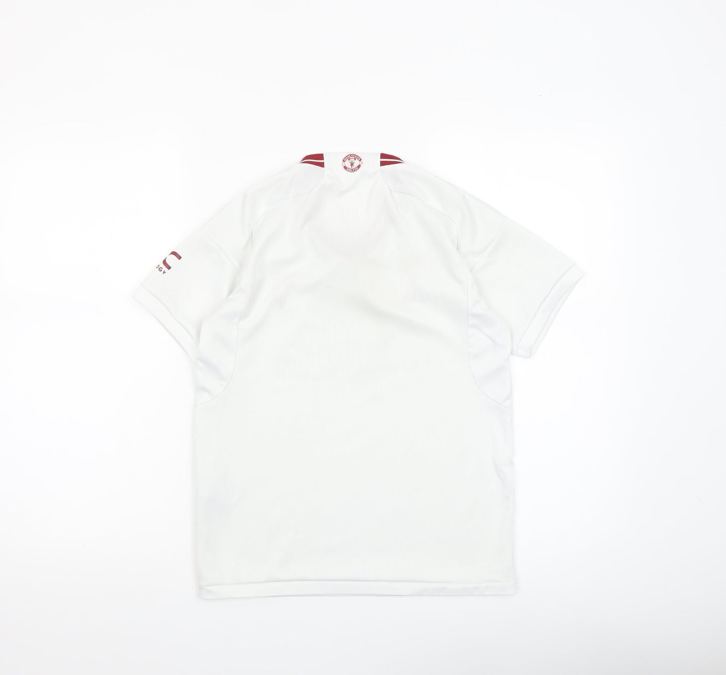 Adidas Boys White Football Jersey T-Shirt 7-8 Years Lightweight V-Neck