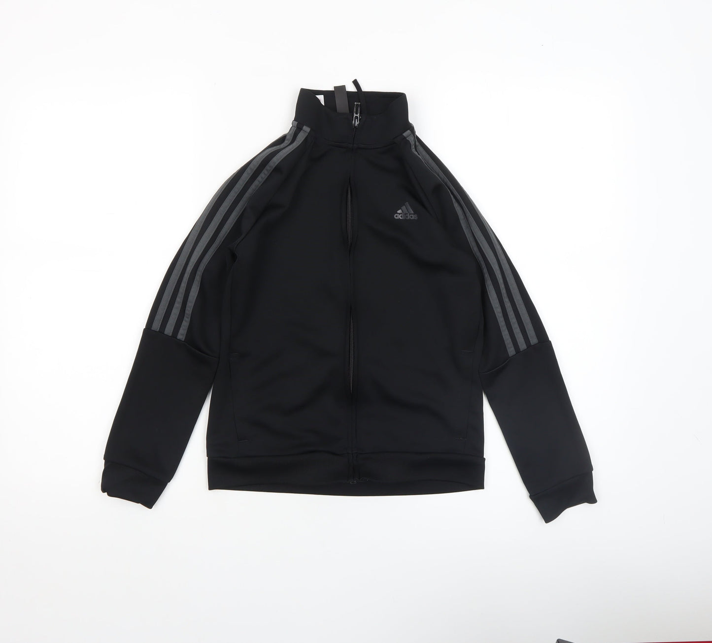 adidas Boys Black 9-10 Years Track Jacket Full Zip Lightweight Sportswear