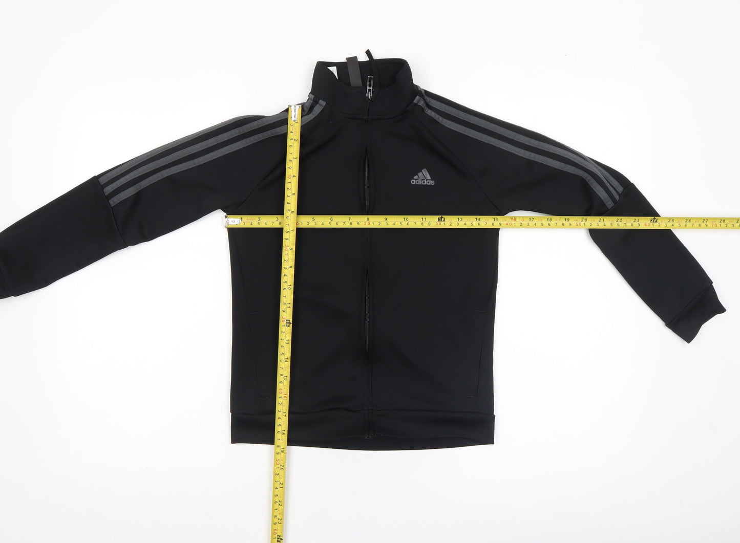 adidas Boys Black 9-10 Years Track Jacket Full Zip Lightweight Sportswear
