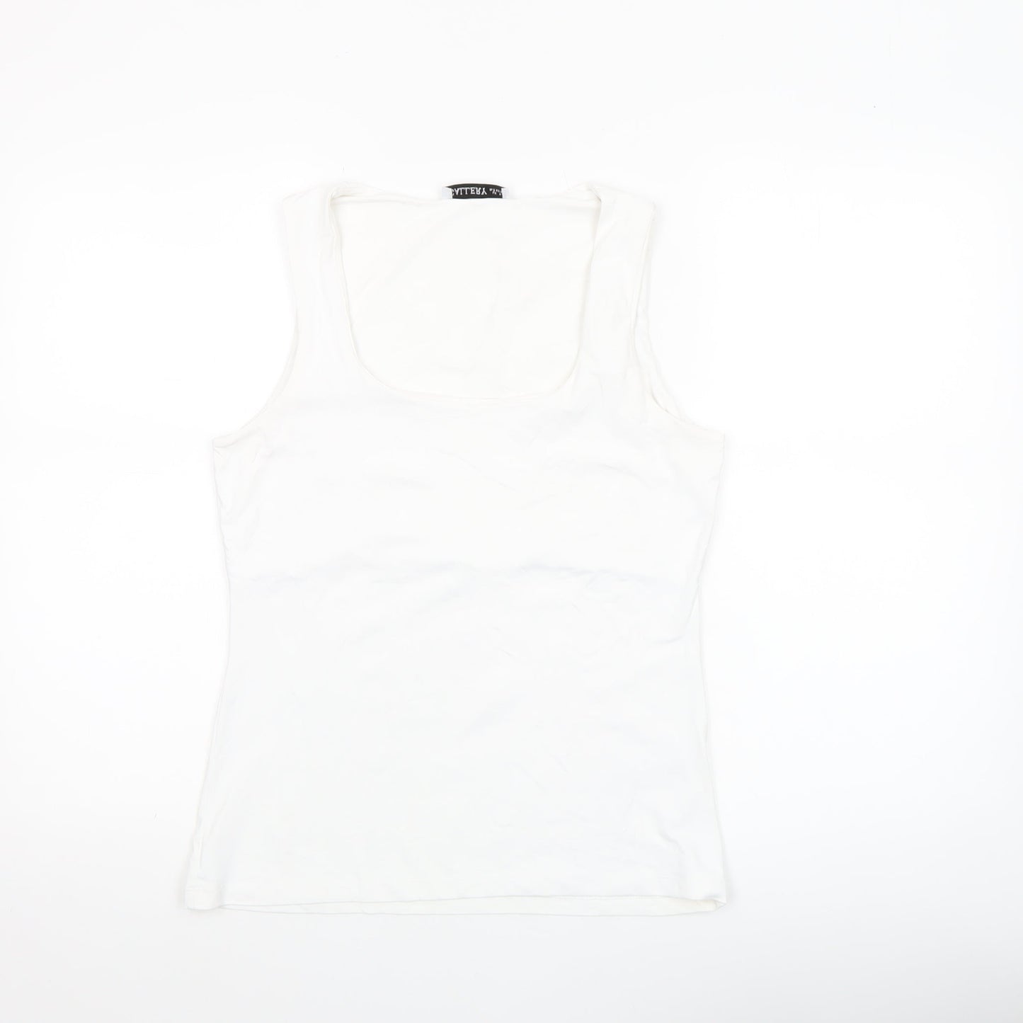 Gallery Women's White Stretch Tank Top Medium Basic Jersey