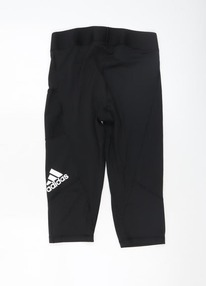 Close-up detail of Adidas women’s black aeroready compression shorts, size M