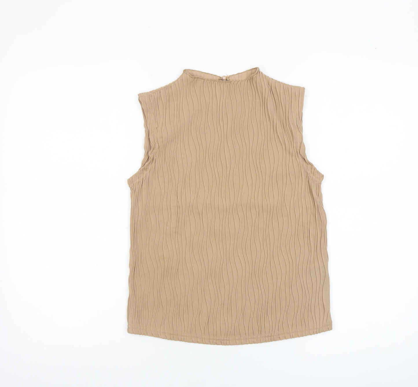 Dazy Women’s Beige Sleeveless High Neck Basic Blouse Size S