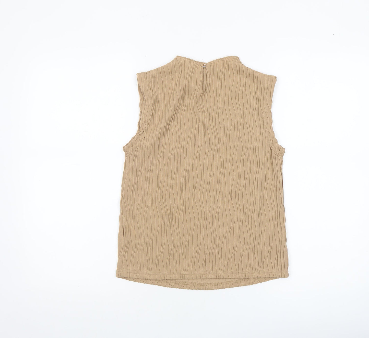 Dazy Women’s Beige Sleeveless High Neck Basic Blouse Size S