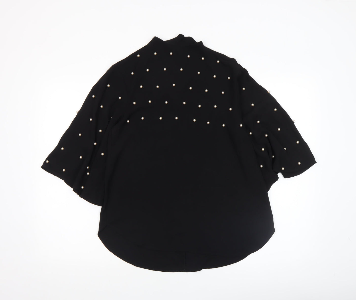 River Island Women’s Black Beaded Kimono Sleeve Blouse Size 8