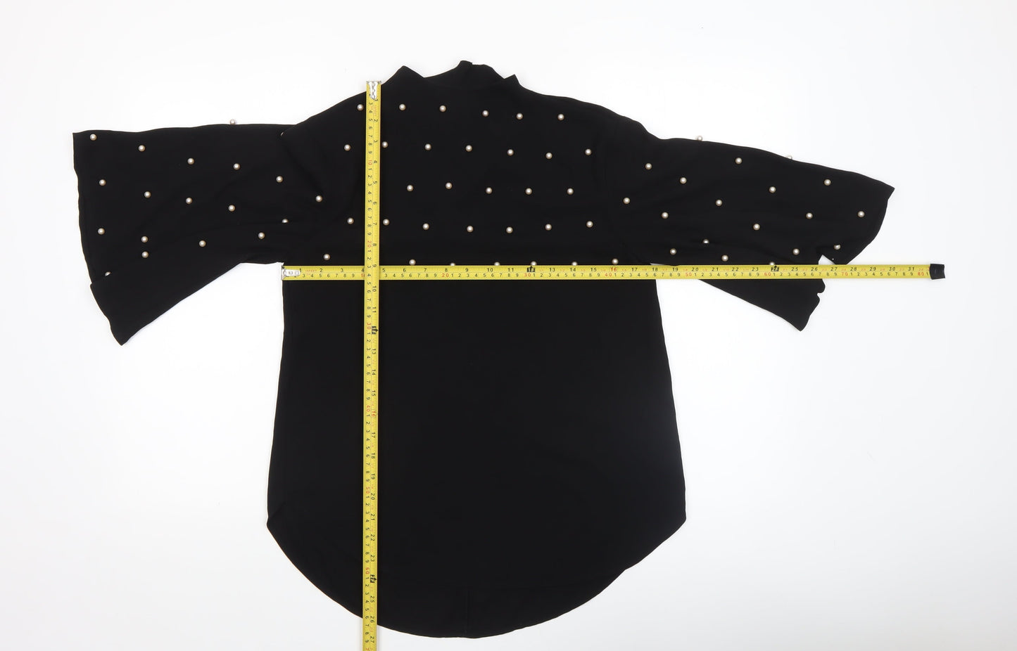 River Island Women’s Black Beaded Kimono Sleeve Blouse Size 8