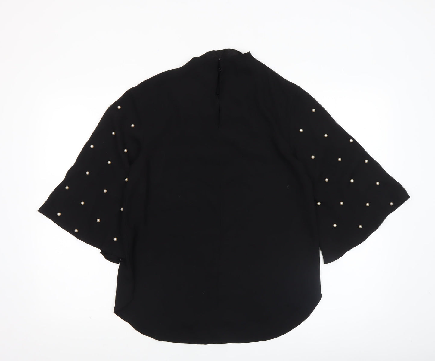 River Island Women’s Black Beaded Kimono Sleeve Blouse Size 8