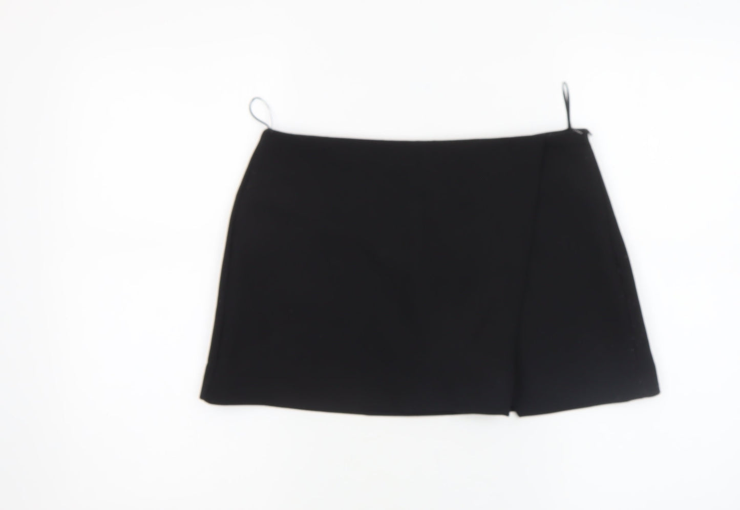 Zara Women Black Short Straight Skirt Size 12 Stretch Workwear