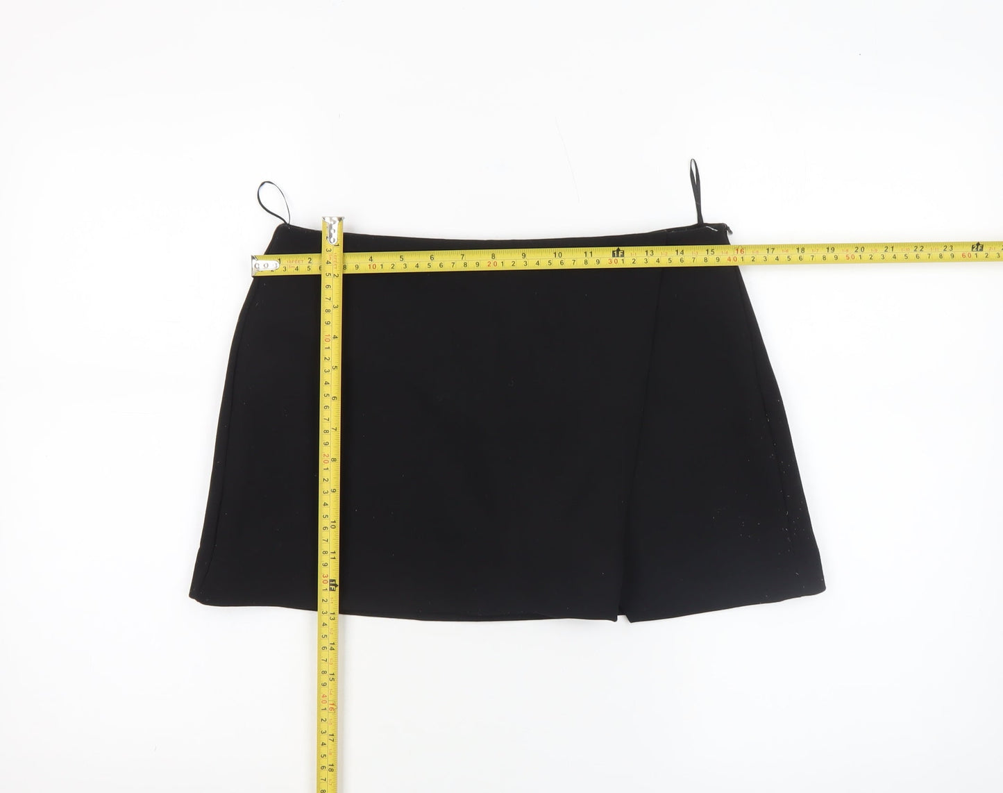 Zara Women Black Short Straight Skirt Size 12 Stretch Workwear