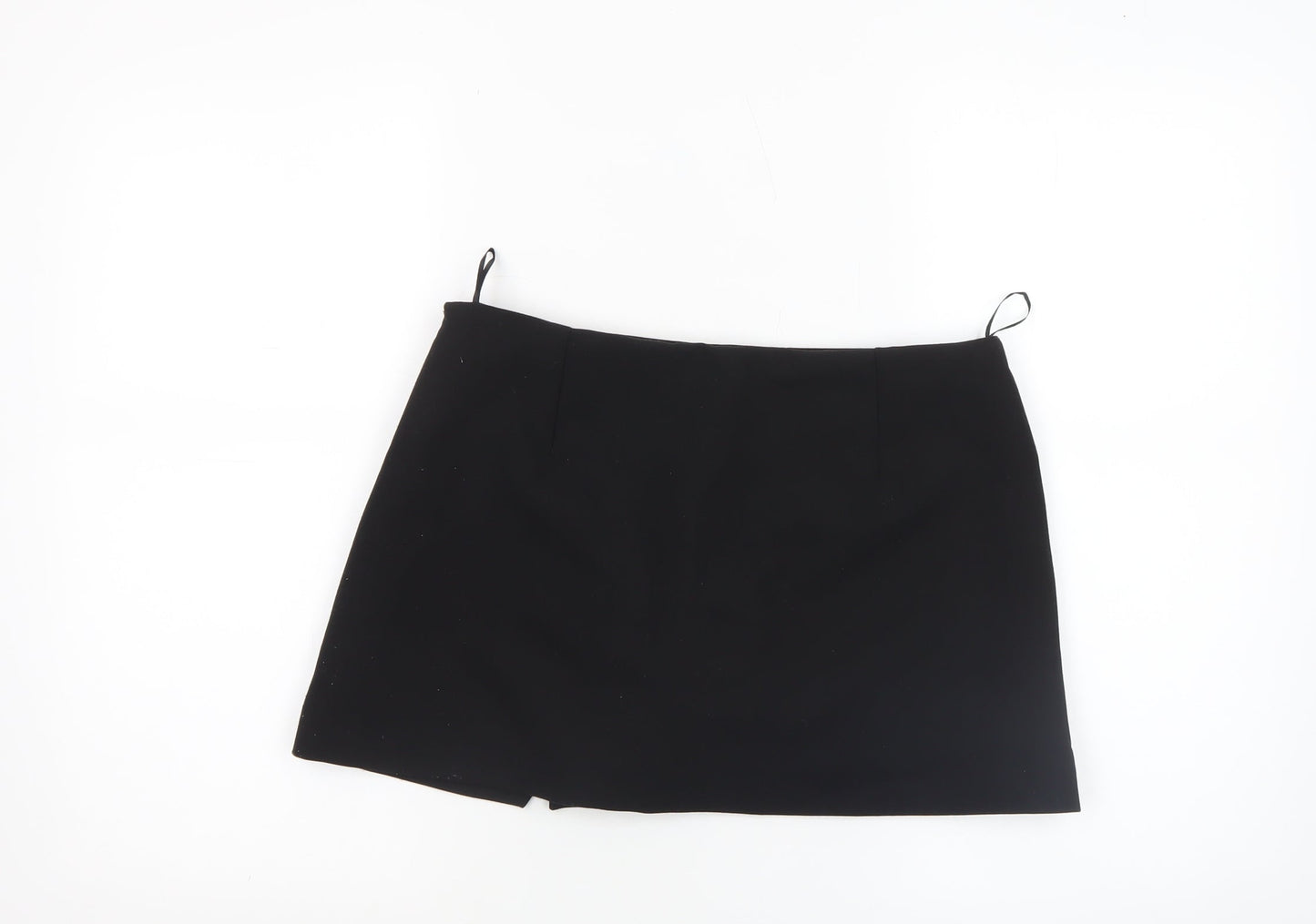 Zara Women Black Short Straight Skirt Size 12 Stretch Workwear
