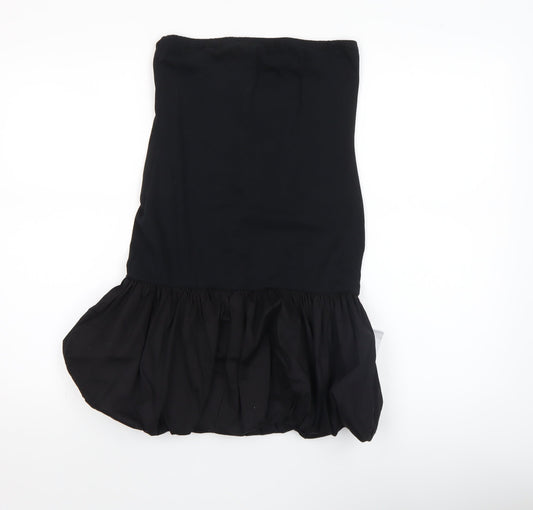Collusion Women's Black Strapless Ruffle Hem Bodycon Dress Size 8-10