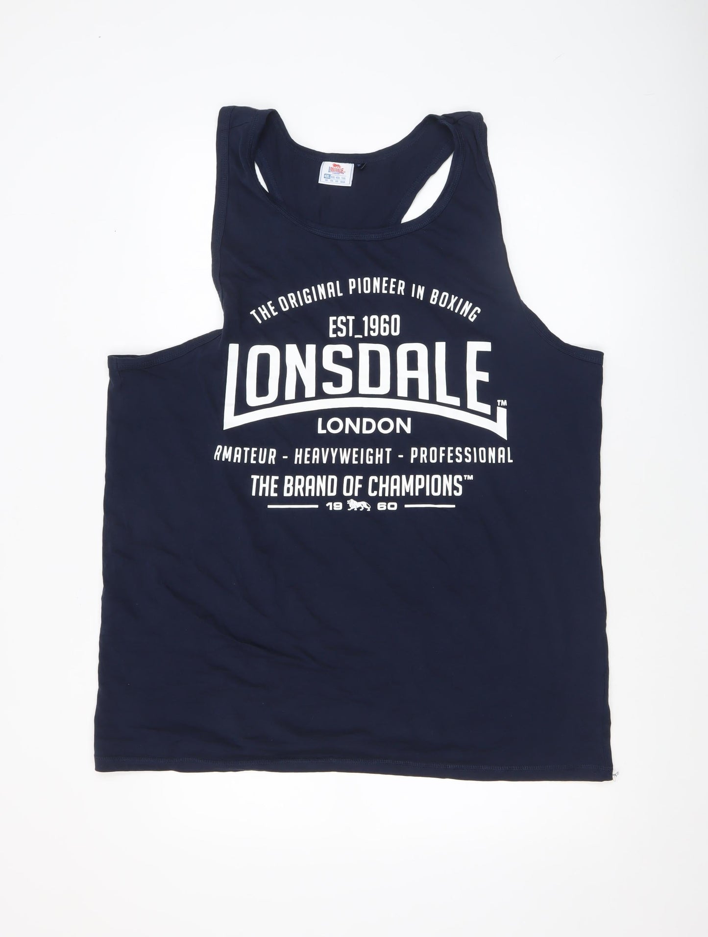Lonsdale Men’s Blue 4XL Cotton Sleeveless Gym Tank Top