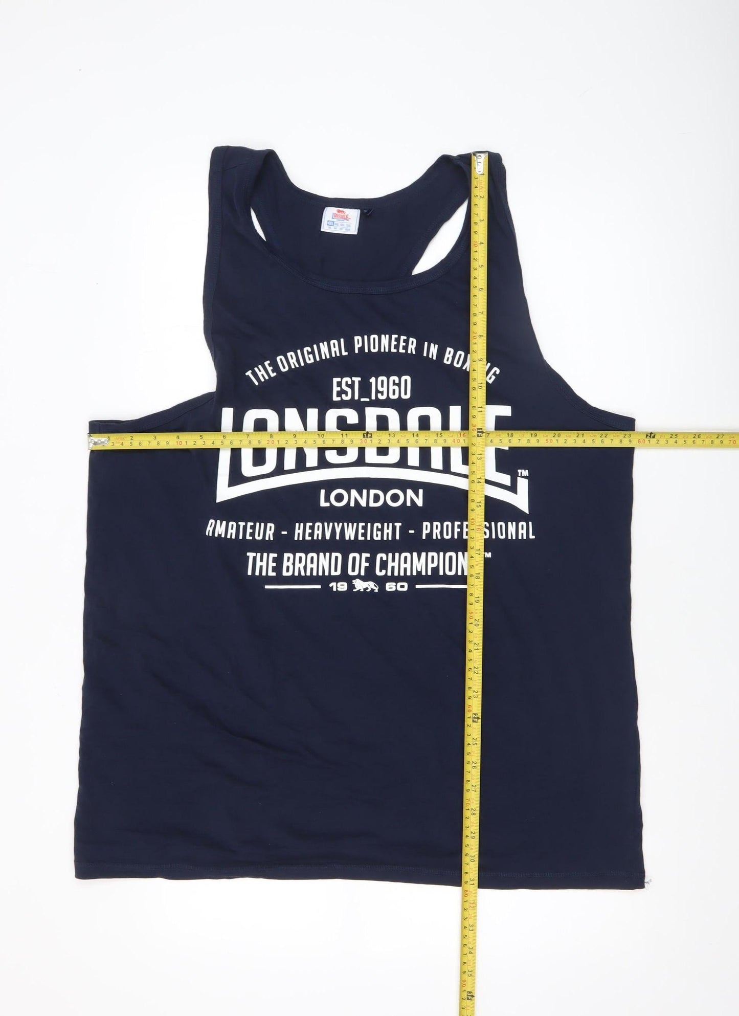 Lonsdale Men’s Blue 4XL Cotton Sleeveless Gym Tank Top
