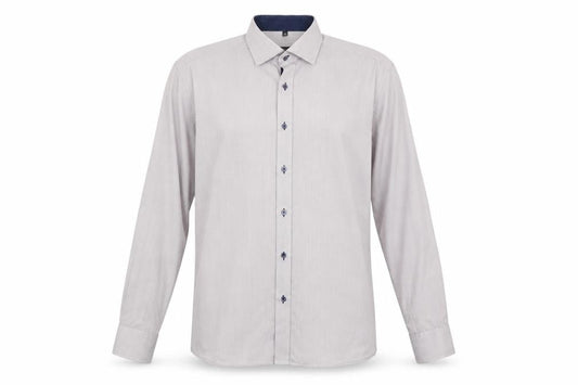 Eterna Men's Beige Check 100% Cotton Non-Iron Long Sleeve Dress Shirt L 42cm
